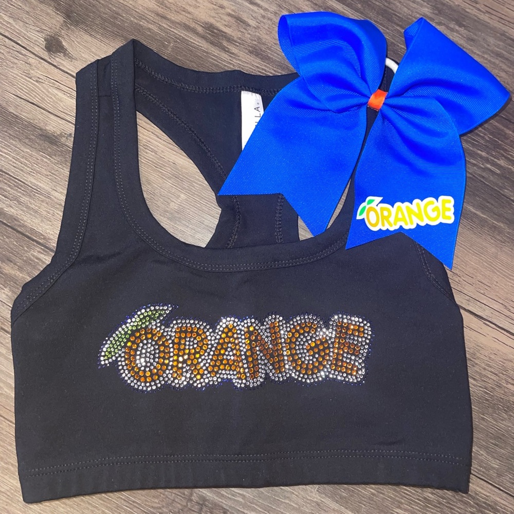 Stingray Allstars orange sports bra and bow